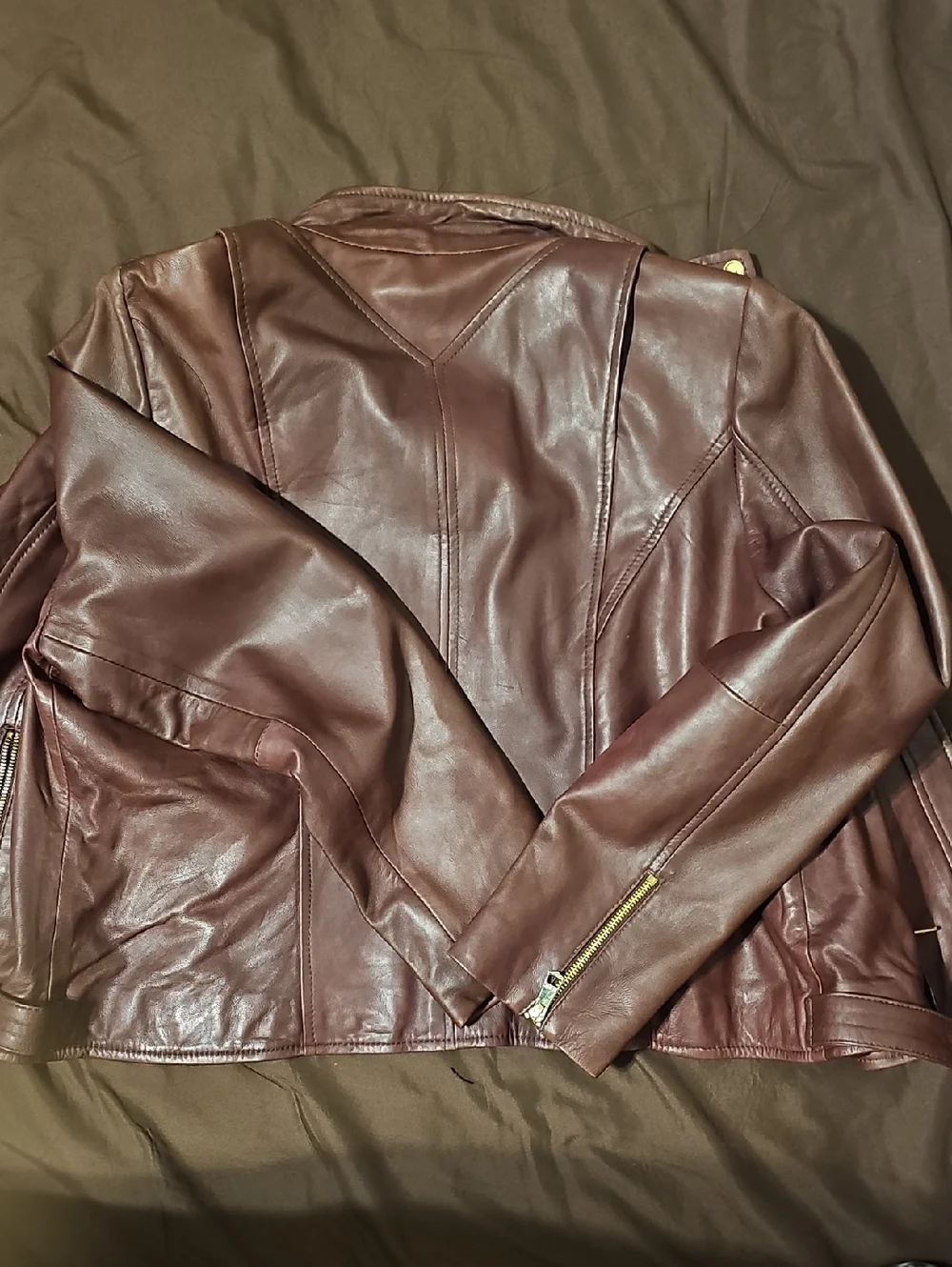 Wilsons Leather Women's Maroon Leather Moto Jacket - Picture 4 of 5